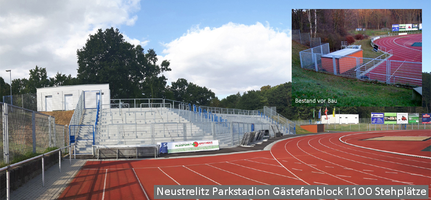 Umbau Parkstadion Neustrelitz Gästeblock